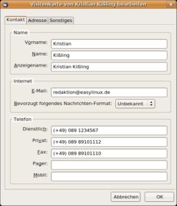 Abbildung 2: Wie viele Felder Ihrer virtuellen Visitenkarte Sie ausfüllen, bleibt Ihnen selbst überlassen.