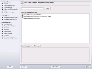Abbildung 2: Seit OpenSuse 10.3 können Sie Online-Quellen bereits während der Installation nutzen.