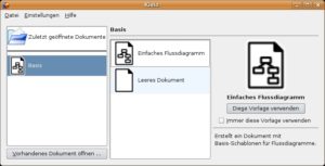 Abbildung 2: Beim Start wählen Sie zwischen einem leeren Dokument und einem einfachen Flussdiagramm.
