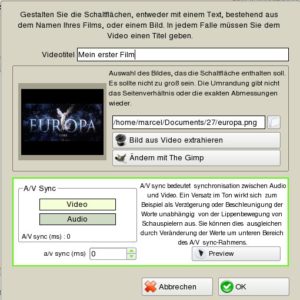Abbildung 2: Für jeden Film können Sie den Titel und ein Vorschaubild festlegen.