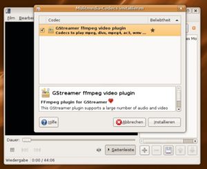 Abbildung 2: Totem installiert selbstständig fehlende Komponenten nach (hier unter Ubuntu 7.10).