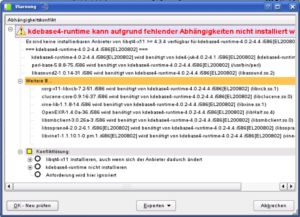 Abbildung 2: OpenSuse betrachtet es als (möglichen) Fehler, wenn Sie ein Originalpaket durch ein Fremdpaket ersetzen.