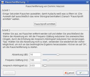 Abbildung 2: Zwar reicht der Rauschfilter von Audacity für den Hausgebrauch aus, kann sich aber nicht mit der kommerziellen Konkurrenz messen.