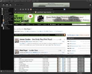 Abbildung 2: Player und Webbrowser in einem Programm: Im unteren Teil des Fensters listet Songbird Audiodateien auf, die die besuchte Webseite anbietet.