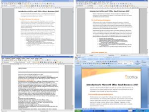 Abbildung 2: Die Darstellung desselben Motivs unter a) Kubuntu 8.04, b) OpenSuse 11 und c) OpenSuse 10.3 sowie d) das Original in Word 2007.