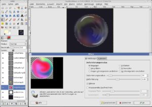 Abbildung 2: Die Regenbogenfarben einer Seifenblase erstellen Sie mit einem der vielen vorgefertigten Farbverläufe. Der IWarp-Filter sorgt anschließend für den richtigen Dreh.