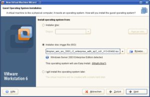 Abbildung 2: Easy Install – hier hat VMware eine Windows-Server-CD erkannt, das erspart später Fragen während der Installation.