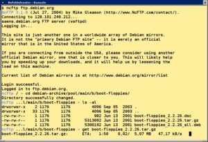 Abbildung 2: Sehr informativ: Ncftp zeigt die geschätzte Ankunftszeit (ETA = "Estimated Time of Arrival") an.