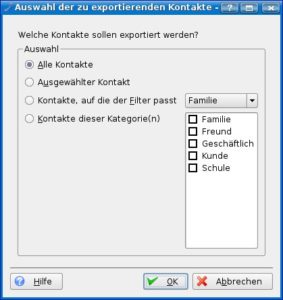 Abbildung 2: Das Programm erlaubt es, das gesamte Adressbuch oder nur einen einzelnen Kontakt zu exportieren.