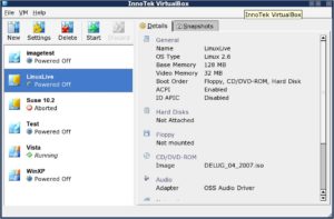 Abbildung 2: Übersichtlich aufgebaut präsentiert sich die grafische Oberfläche von Virtualbox.
