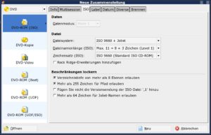 Abbildung 2: Die Auswahl möglicher Brennformate reicht von Audio-CDs, auch im Mixed Mode, bis hin zu Video-DVDs.