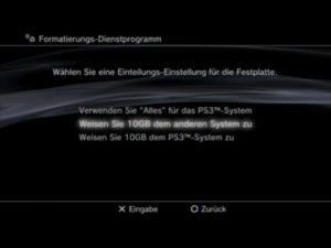 Abbildung 2: Einfach und idiotensicher: Das Partitionierungstool der Playstation 3.