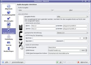 Abbildung 2: Um Musik über den USB-Dongle abzuspielen, müssen Sie in Amarok als Alsa-Gerät "hw:1,0" einrichten.