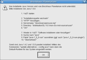 Abbildung 2: Auch das Planetarium funktioniert unter Linux nicht.