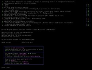 Abbildung 2: Das Menü-Skript »grml-quickconfig« bietet direkten Zugriff auf wichtige Konfigurationsoptionen und startet auf Wunsch auch die grafische Oberfläche.