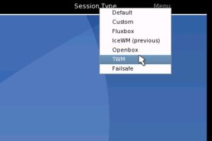 Abbildung 2: Starten Sie NimbleX im KDM-Modus, erscheint im Login-Bildschirm das Auswahlmenü für alternative Windowmanager.