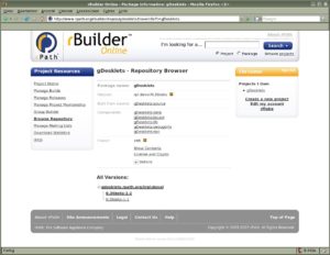 Abbildung 2: Ein Beispiel für ein auf dem Rbuilder-Server lagerndes Conary-Repository, hier das jenige von Gdesklets.
