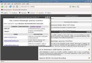 Abbildung 2: Das Metasploit-Framework erlaubt das Kombinieren von Exploits mit verschiedenen Payloads.