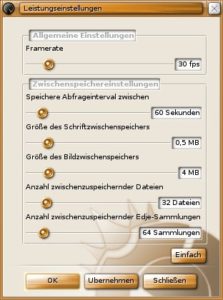 Abbildung 2: Das Tuning von Enlightenment findet in diesem Menü statt.