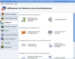 Abbildung 2: Im Mandriva Linux Kontrollzentrum nehmen Sie alle systemnahe Einstellungen vor.