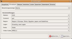 Abbildung 2: Die Voreinstellungen für neue Filme ersparen Ihnen Tipparbeit bei der Eingabe neuer Daten.