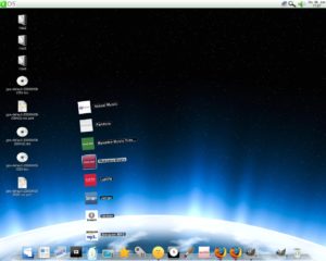 Abbildung 2: Per Klick auf eines der Dock-Applets fährt ein Stapel von zugehörigen Anwendungen aus.