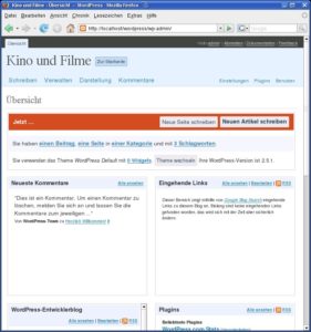 Abbildung 2: Die Einstiegsseite des Administrationsbereichs von WordPress.