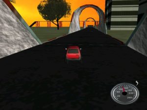 Abbildung 2: Die Perspektive täuscht: Je schneller der Wagen in Stunts 2005 fährt, desto weiter entfernt sich die Kamera.