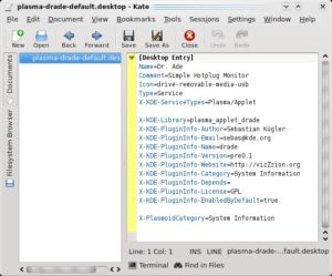 Abbildung 2: Die "Desktop"-Datei des Plasmoids enthält die wichtigsten Eckdaten zu "Dr. Ade".