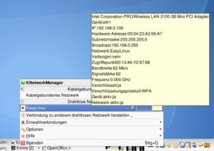 Abbildung 2: Der KDE-Netzwerkmanager zeigt die wichtigsten Informationen zu gefundenen WLAN-Netzen an.