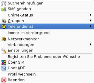 Abbildung 2: Über das schwarze Dreieck oben rechts im Hauptfenster von SIM erreichen Sie nicht nur die Einstellungen, sondern verwalten auch die Benutzerkonten.
