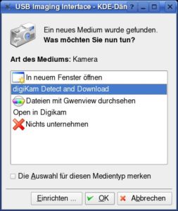 Abbildung 2: Seit Version 0.9 importiert Digikam Bilder von digitalen Kameras bereits beim Anschließen des Fotoapparats.