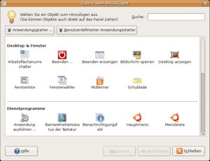 Abbildung 2: Über diesen Dialog fügen Sie der Gnome-Kontrollleiste einzelne Miniprogramme hinzu.