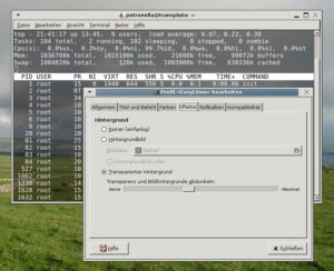 Abbildung 3: Das Gnome-Terminal präsentiert sich auf Wunsch transparent und mit lustigem Icon in der Fensterleiste.