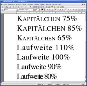 Abbildung 3: Das Kapitälchenproblem ist behoben (TextMaker erkennt nun auch deutsche Umlaute), und auch die Laufweitenregulierung funktioniert.