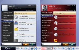 Abbildung 3: Mit wenigen Handgriffen machen Sie aus dem Default-Theme (links) Ihr eigenes Startmenü (rechts).