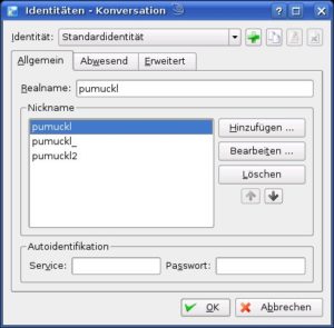 Abbildung 3: Im Identitäten-Dialog legen Sie fest, mit welchem Spitznamen Sie den Chat betreten.
