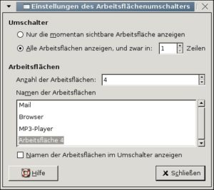 Abbildung 3: Übersichtlich: Den virtuellen Arbeitsflächen verpassen Sie abhängig von ihrer Funktion klingende Namen.