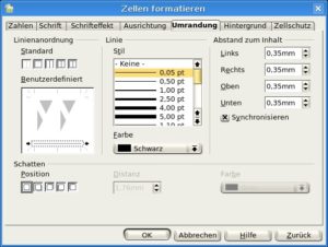 Abbildung 3: Mit Linien gliedern Sie Ihre Tabelle übersichtlich. Nutzen Sie dazu den Bereich "Benutzerdefiniert".