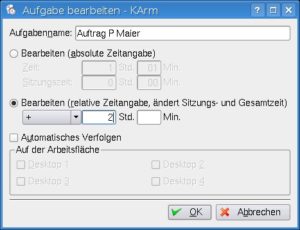 Abbildung 3: KArm berechnet automatisch für jedes Projekt die verbrauchte Arbeitszeit.