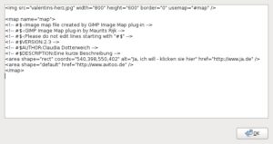 Abbildung 3: Der Filter ImageMaps erzeugt kein manipuliertes Bild, sondern einen Quelltext im HTML-Format.