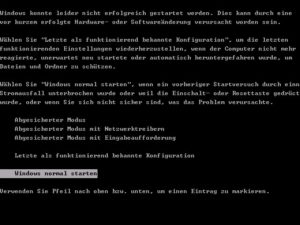 Abbildung 3: Meist sieht man den Windows-Bootloader nur, wenn etwas schief gegangen ist – dann hat man die Wahl zwischen normalem Starten und einem abgesicherten Modus.