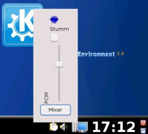 Abbildung 3: Das Lautsprechersymbol im Panel fehlt auch unter KDE 4 nicht. Darüber regeln Sie die Gesamtlautstärke und erreichen den KDE-Mixer.