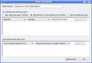 Abbildung 3: Wollen Sie nicht sämtliche E-Mails im selben Ordner versammeln, nutzen Sie in Thunderbird einen Filter.