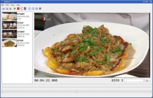 Abbildung 3: Das Hauptfenster von Dvbcut mit dem großen Vorschaubild, den Schnittmarken (links) und den beiden Scrollbalken (unten).