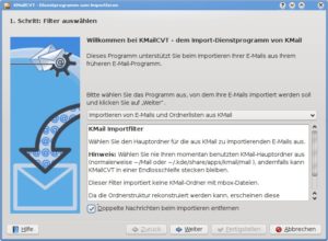 Abbildung 3: Mit KMailCVT importieren Sie Mails aus KMail 3 im Nachfolger KMail 4.