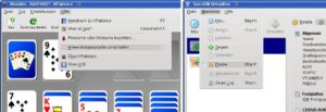 Abbildung 3: Die Menüs mit ihren Icons und den runden Umrandungen verraten es: KDE 4.0 (links mit "kpatience") und VirtualBox 2.0 verwenden beide die Version 4 der Qt-Bibliothek.