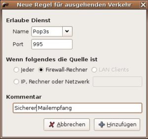 Abbildung 3: Die hier definierte Regel ermöglicht den sicheren E-Mail-Empfang via POP3S.