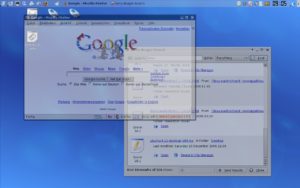 Abbildung 3: Echte Transparenz auf dem KDE-Desktop, zwei Fenster liegen übereinander.