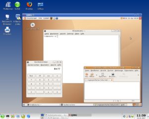 Abbildung 3: Der Emulator QEMU in Aktion: Der von ihm bereitgestellte virtuelle PC führt unter Suse Linux ein Ubuntu-Linux aus.